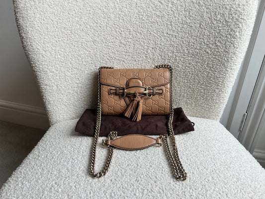 Gucci Beige Guccissima Mini Emily Shoulder Bag