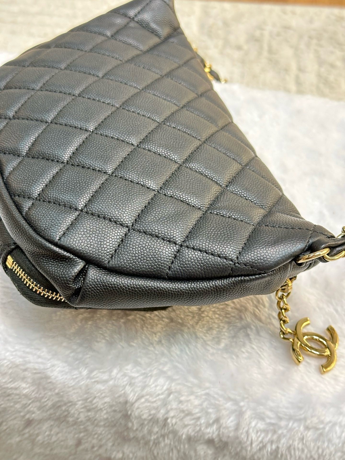 Chanel Black Quilted Caviar Leather Business Affinity Waist Belt Bag (not have card)