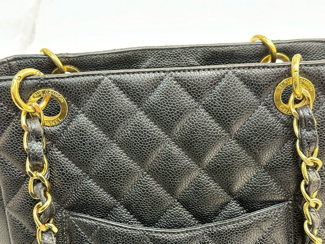 Chanel Caviar Quilted Petit Shopping Tote PST Black