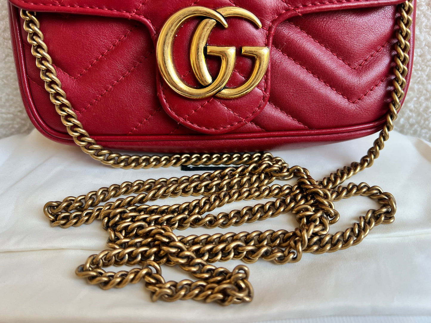 Gucci GG Hibiscus Red Marmont Super Mini Shoulder Bag (RRP £1080)