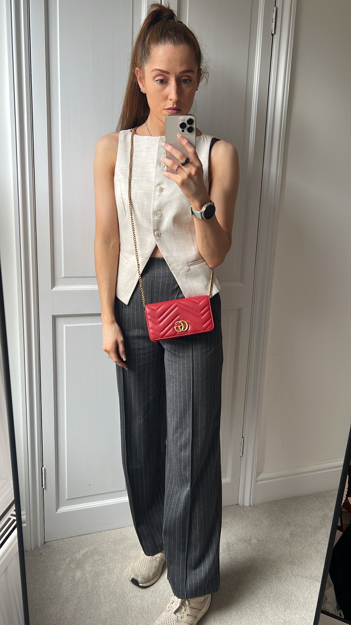 Gucci GG Hibiscus Red Marmont 2.0 Flap Chain Bag