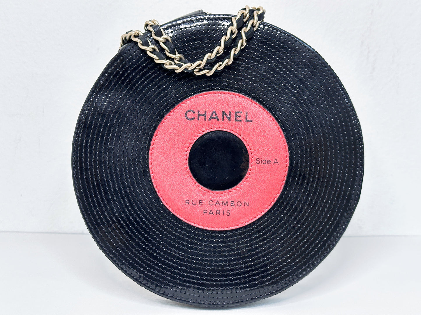 Chanel Record Chain Bag in Patent Leather Black Red 8954 holo