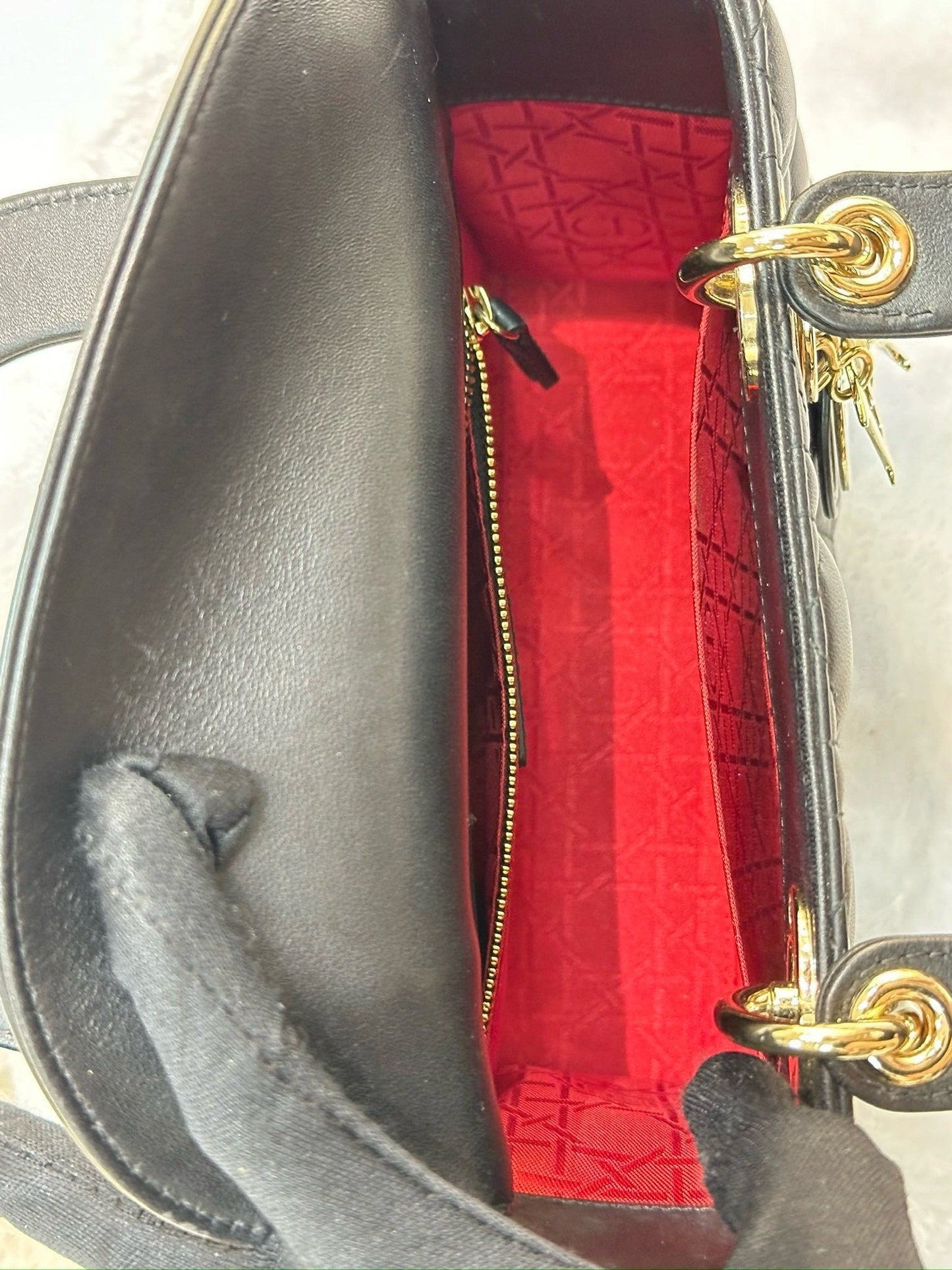 Christian Dior Small Cannage Lambskin My Lady Dior ABC Bag Black GHW