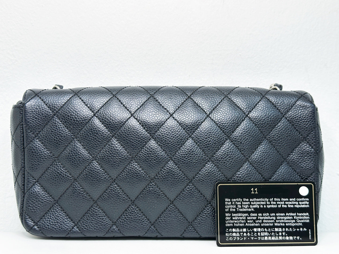 Chanel Caviar East West Flap Bag Black SHW 1131 holo card
