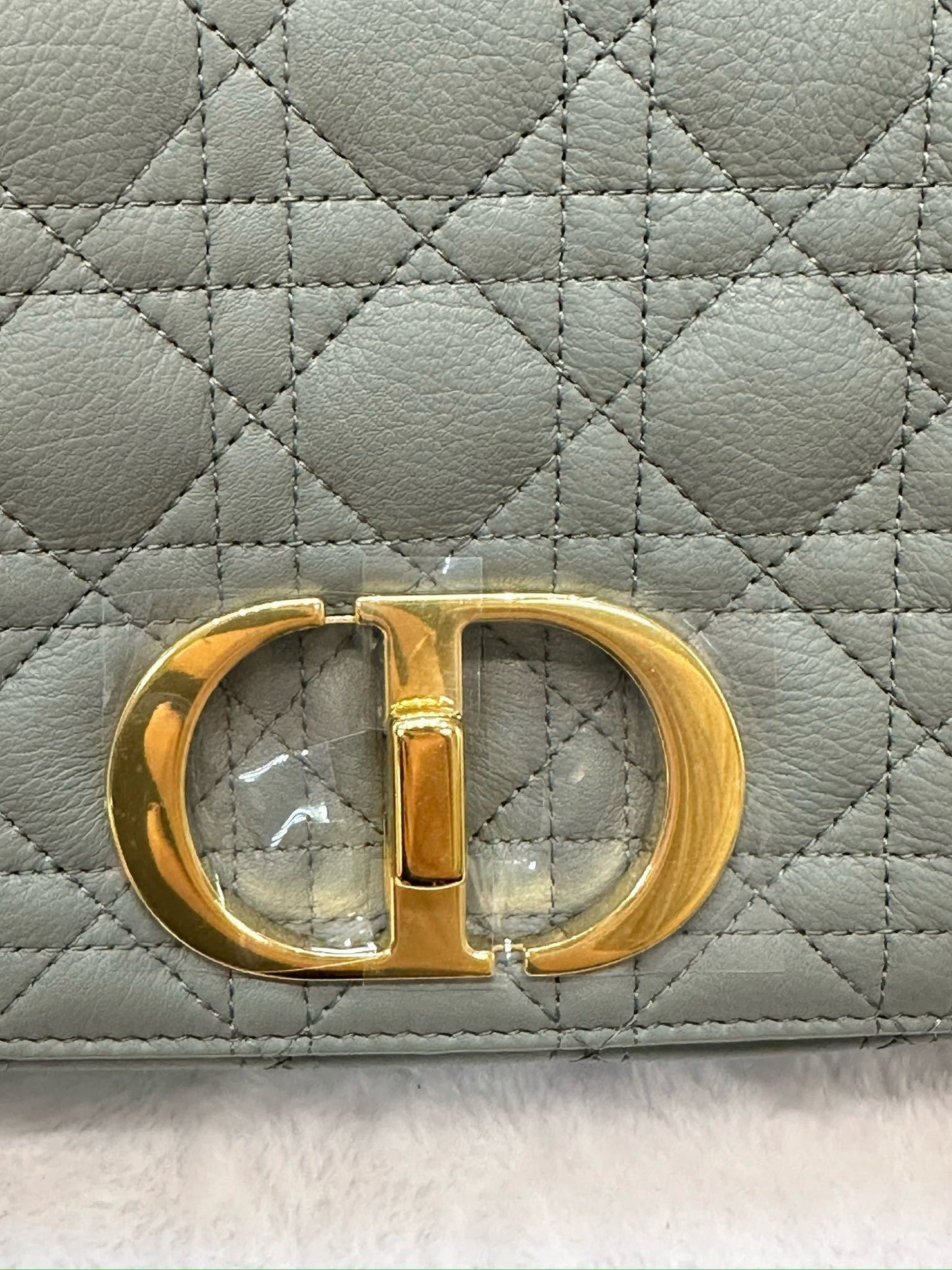 Medium Dior Calfskin Caro Bag Stone Gray Supple Cannage
