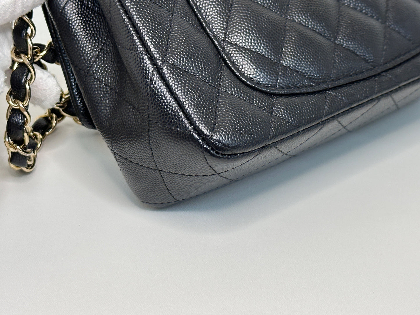 Chanel Caviar Quilted Mini Rectangular Flap black GHW 2449 holo card