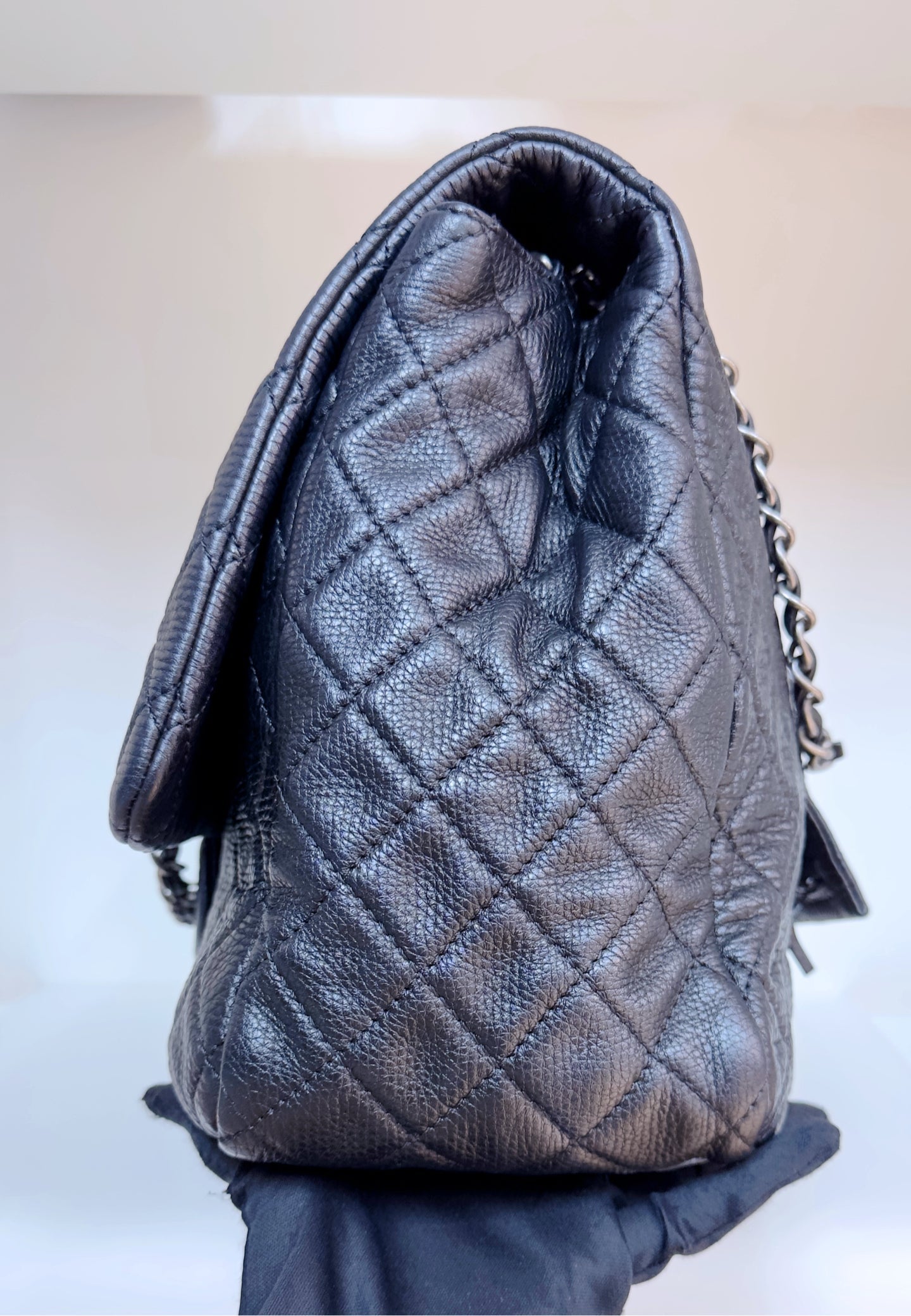 Chanel Calfskin Quilted XXL Travel Flap Bag Black 3038 holo card