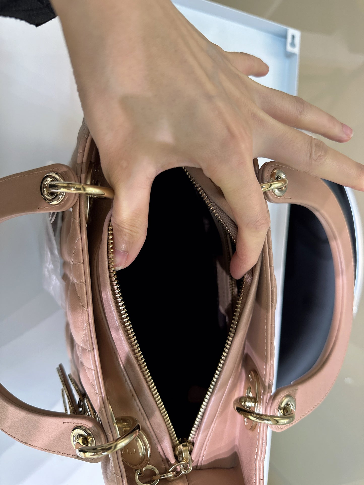 Medium Lady Dior Bag Milk Cannage Lambskin