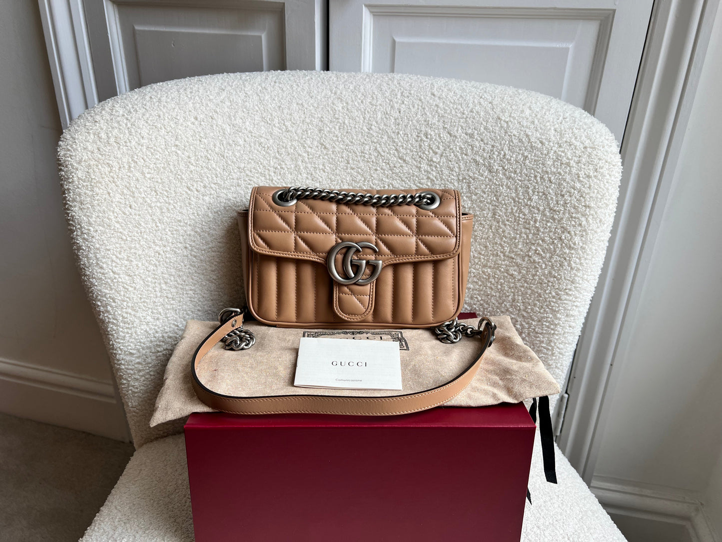 Gucci GG Beige Aria Marmont Mini Shoulder Bag (RRP £1800)