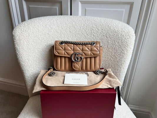 Gucci GG Beige Aria Marmont Mini Shoulder Bag (RRP £1800)