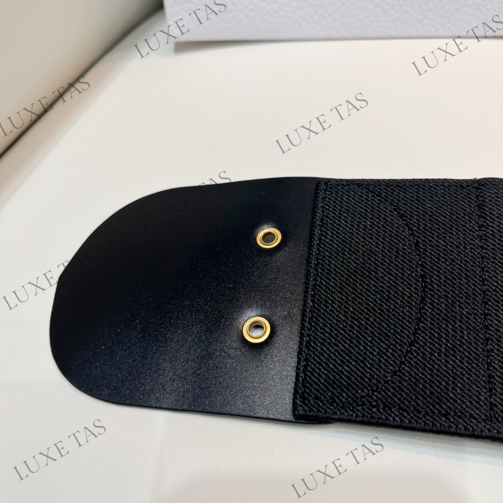 80mm Black Smooth Calfskin and Technical Fabric Saddle Belt Designer Belts for Women