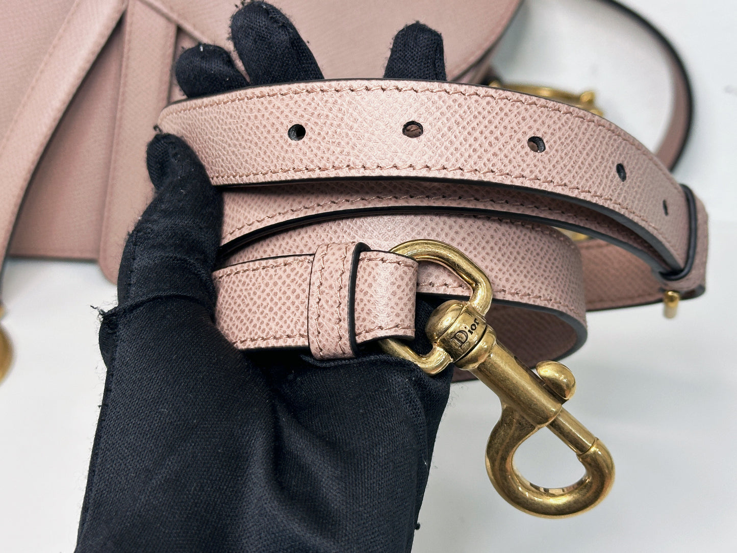 Christian Dior Saddle Bag with Strap Golden Saddle Nude Brush Grained Calfskin 2023 year