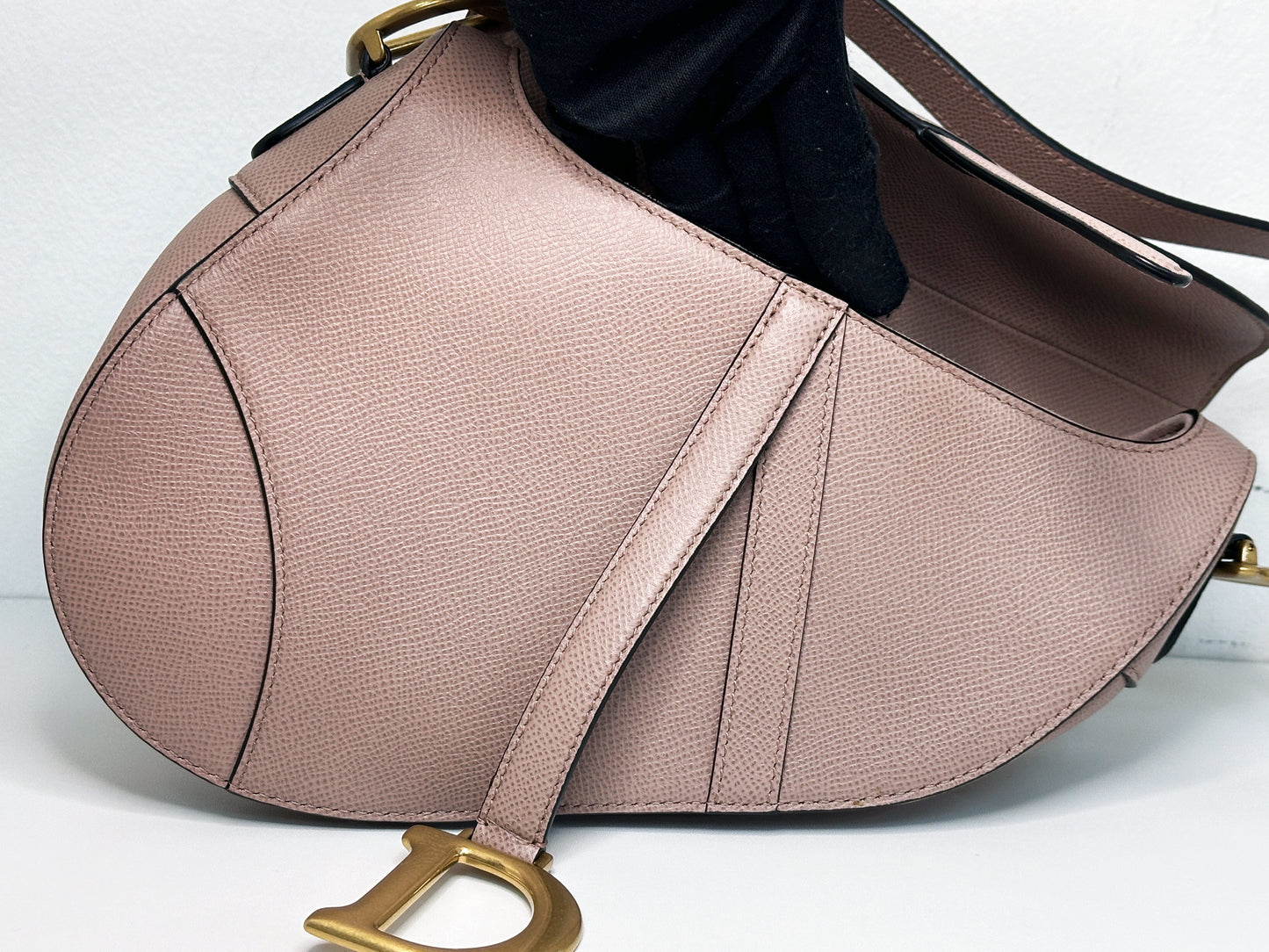 Christian Dior Saddle Bag with Strap Golden Saddle Nude Brush Grained Calfskin 2023 year