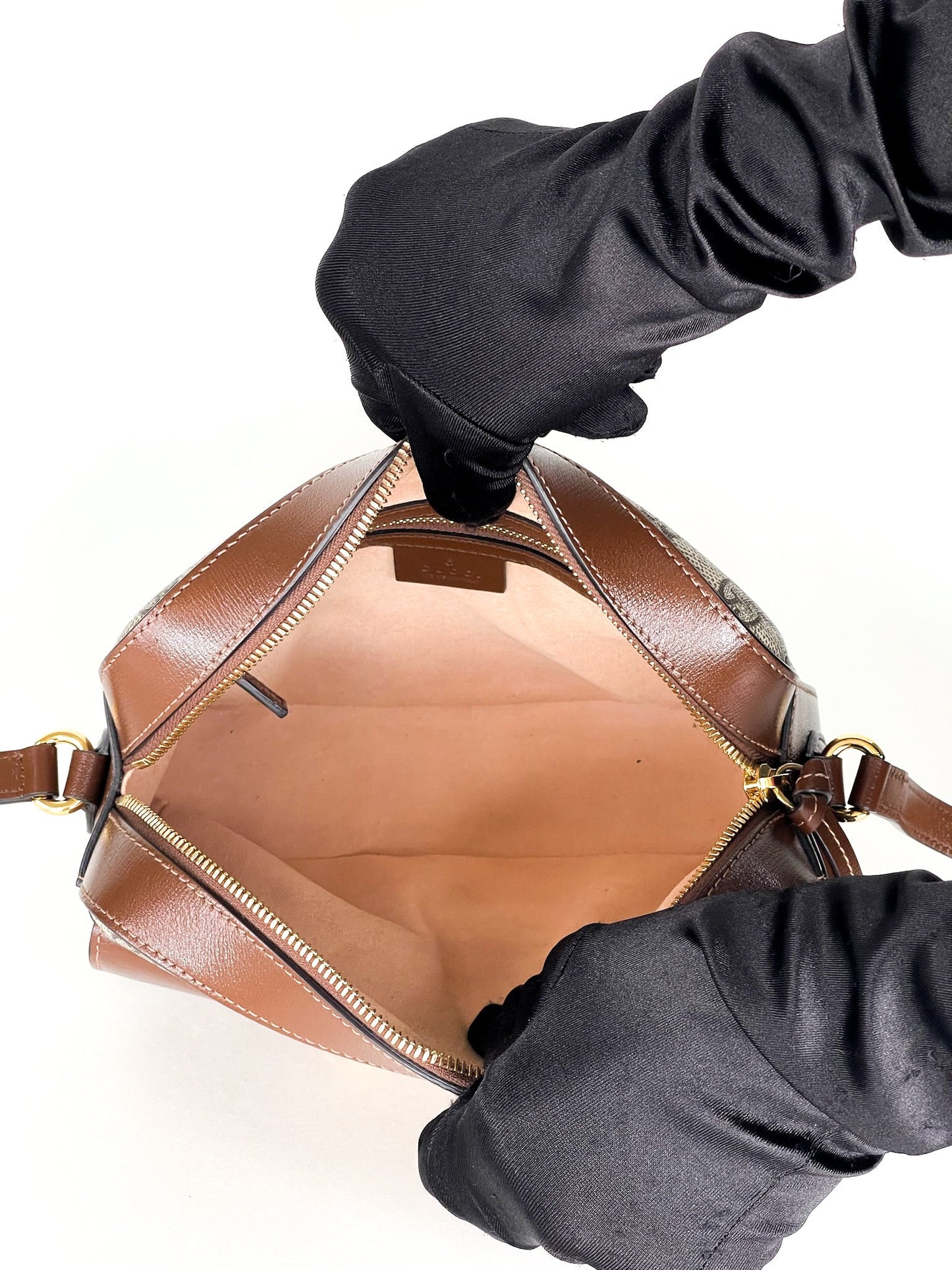 Gucci  Small Horsebit Beige/Brown GG Supreme Canvas and Leather Shoulder Bag