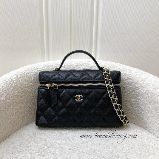Chanel 25C Vanity / Clutch with Chain (LP Style Bag) in Black Caviar and LGHW