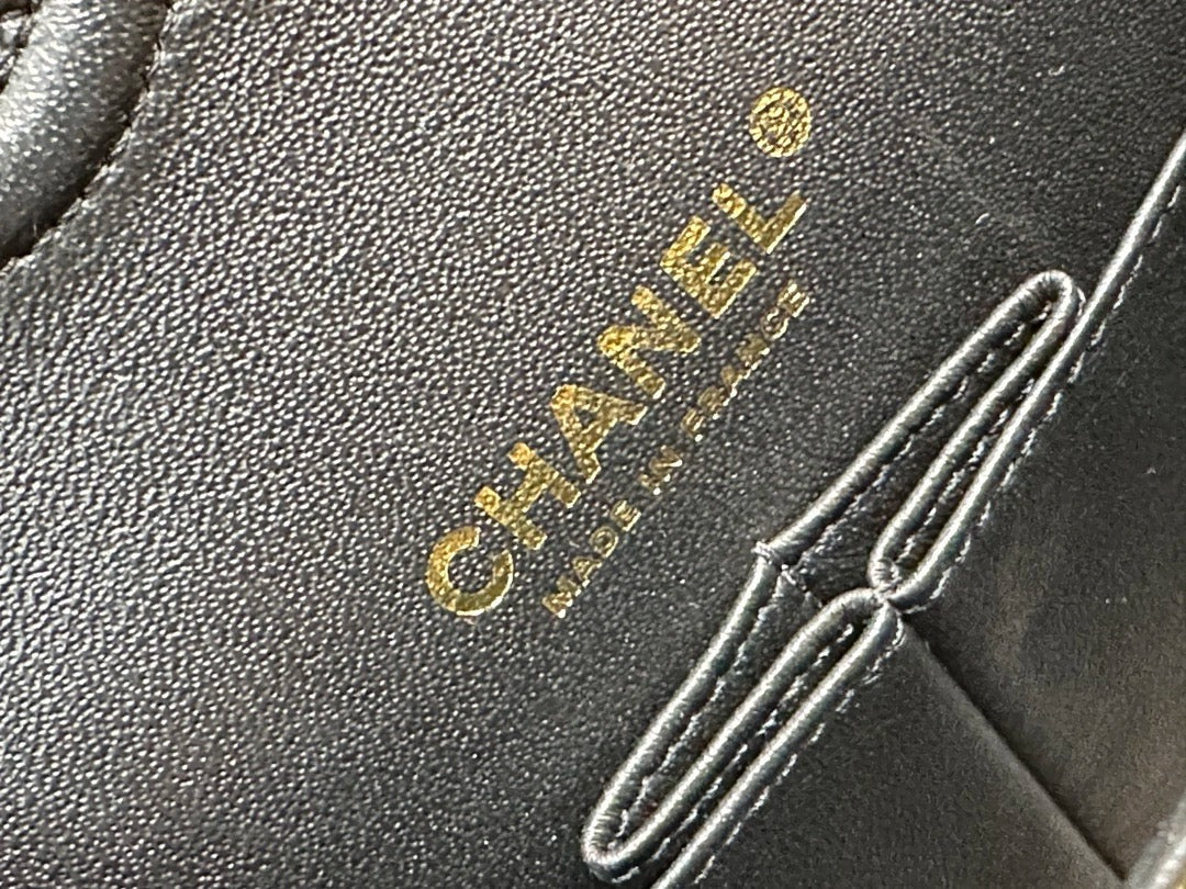 Chanel Medium  Calfskin Crocodile Embossed  Gold Metallic Flap Bag