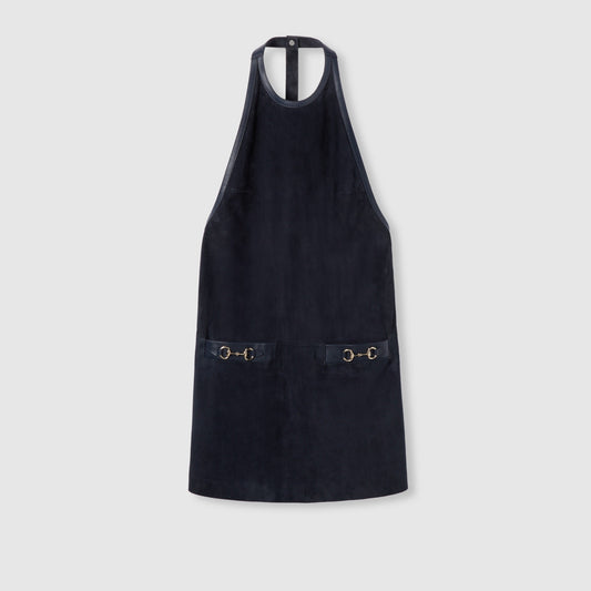 Suede Halterneck Dress With Horsebit