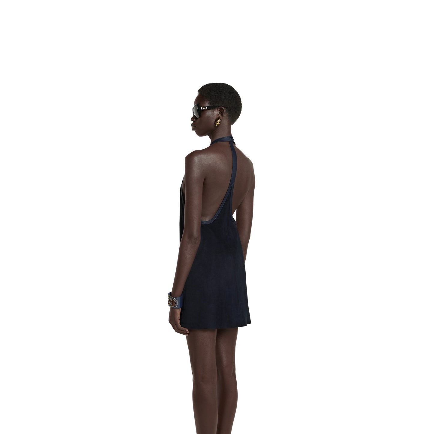 Suede Halterneck Dress With Horsebit