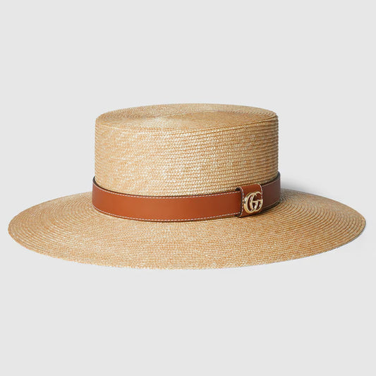 Woven Straw Boater Hat