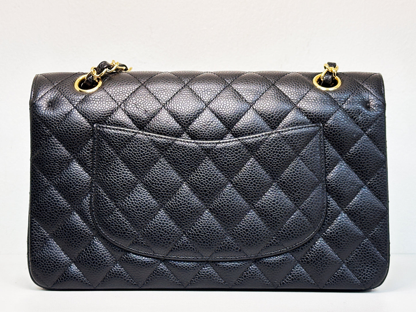 CHANEL Classic Double Flap Medium Shoulder Bag Black Caviar 24k GHW 1125 holo card