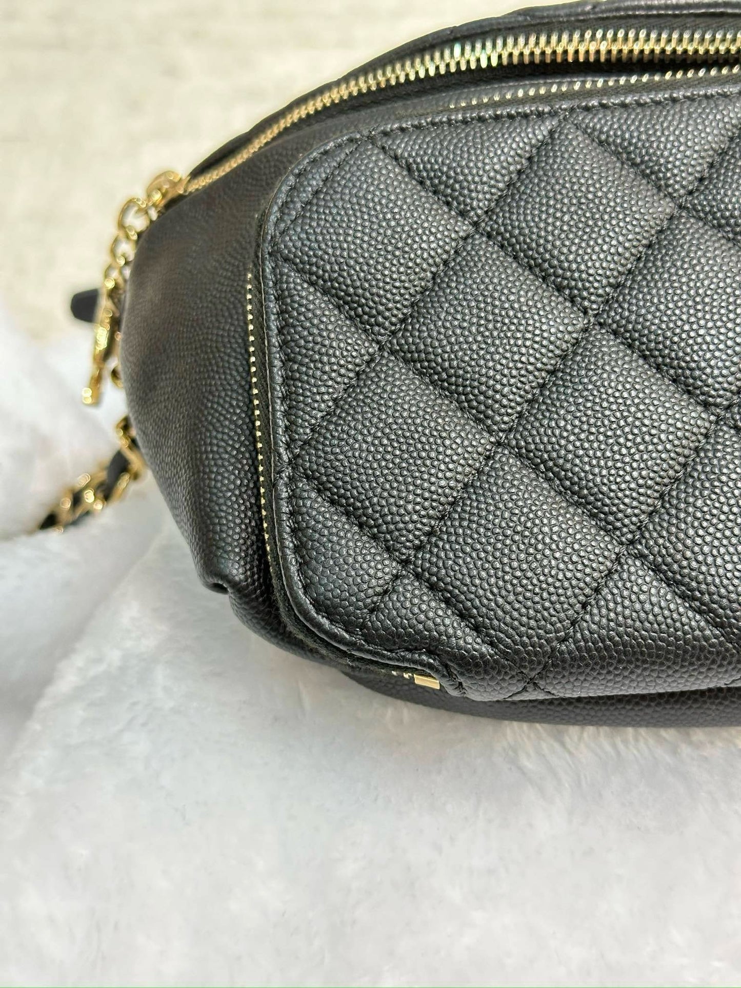 Chanel Black Quilted Caviar Leather Business Affinity Waist Belt Bag (not have card)