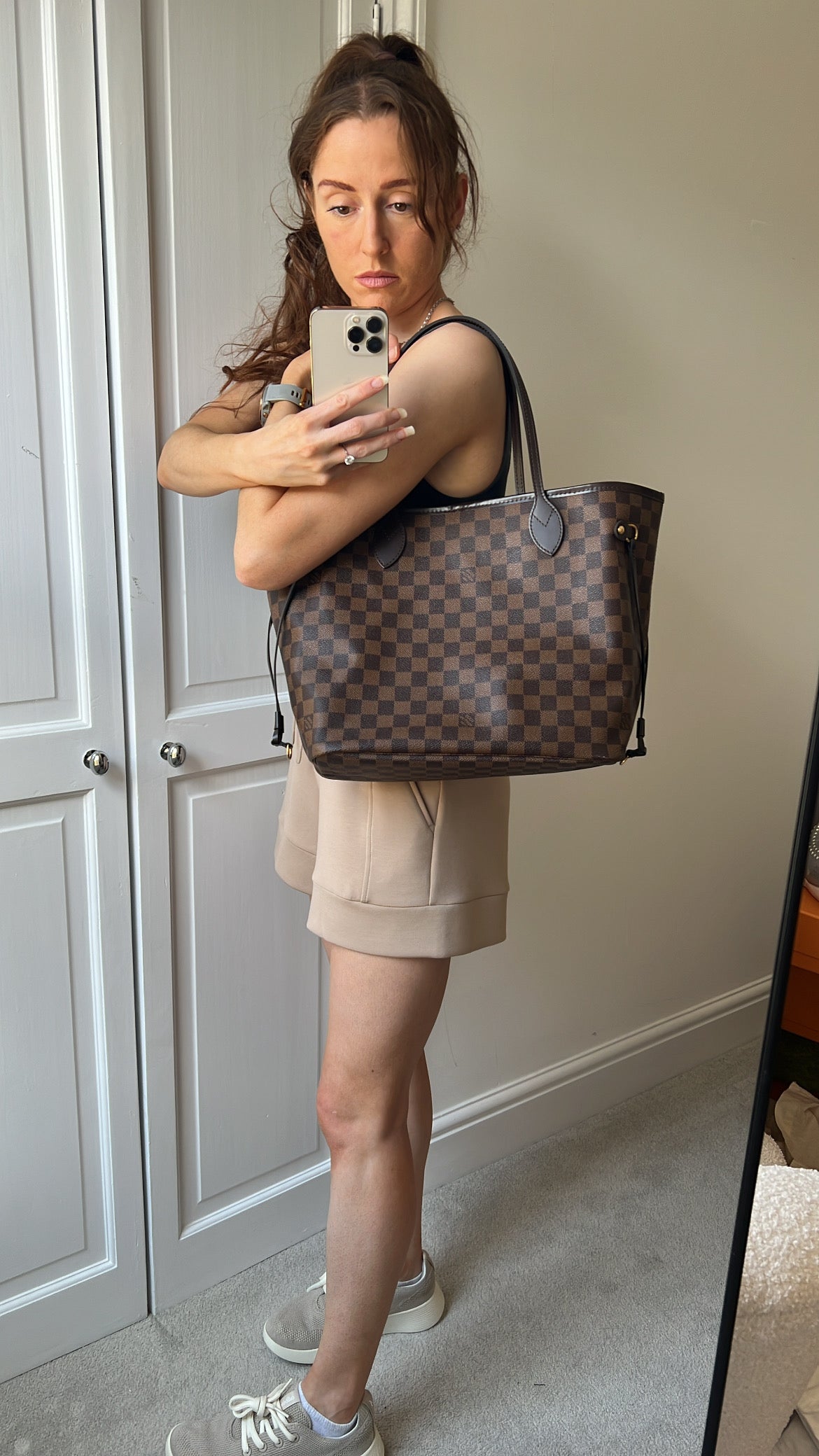 Louis Vuitton Neverfull MM Damier Ebene Rose Ballerine (RRP £1430)