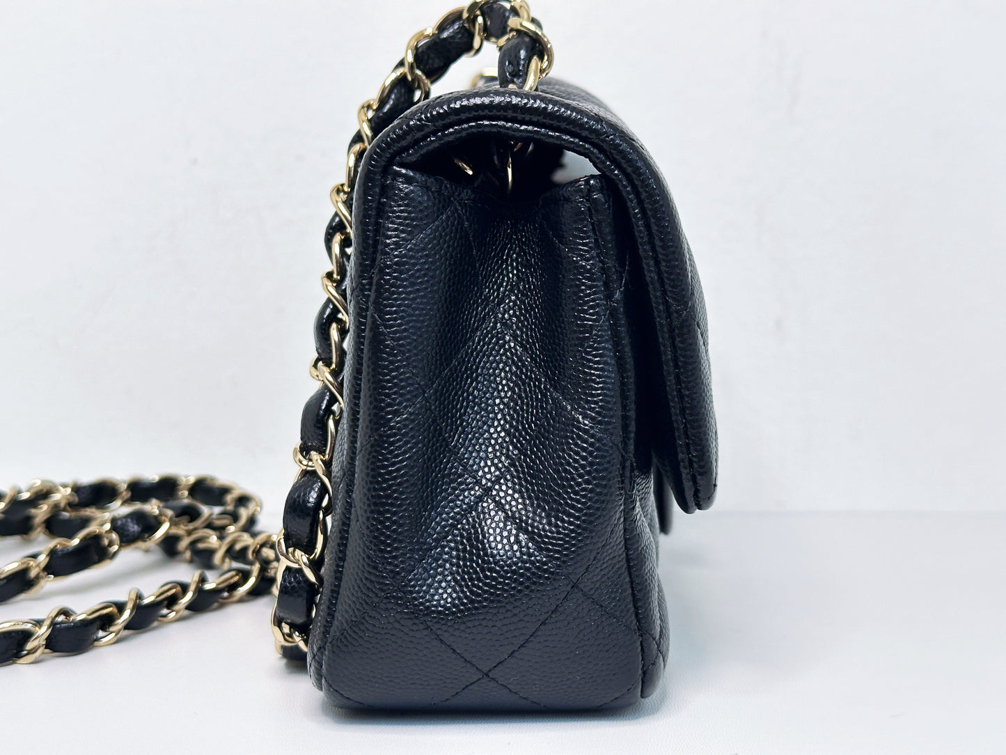 Chanel Caviar Quilted Mini Rectangular Flap black GHW 2449 holo card