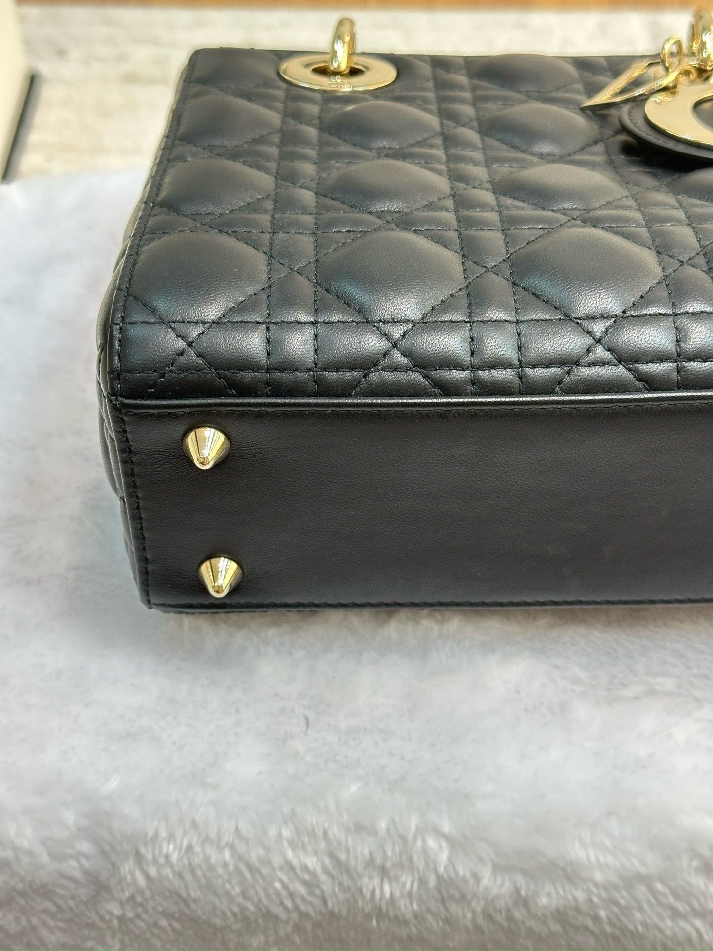 Christian Dior Small Cannage Lambskin My Lady Dior ABC Bag Black GHW