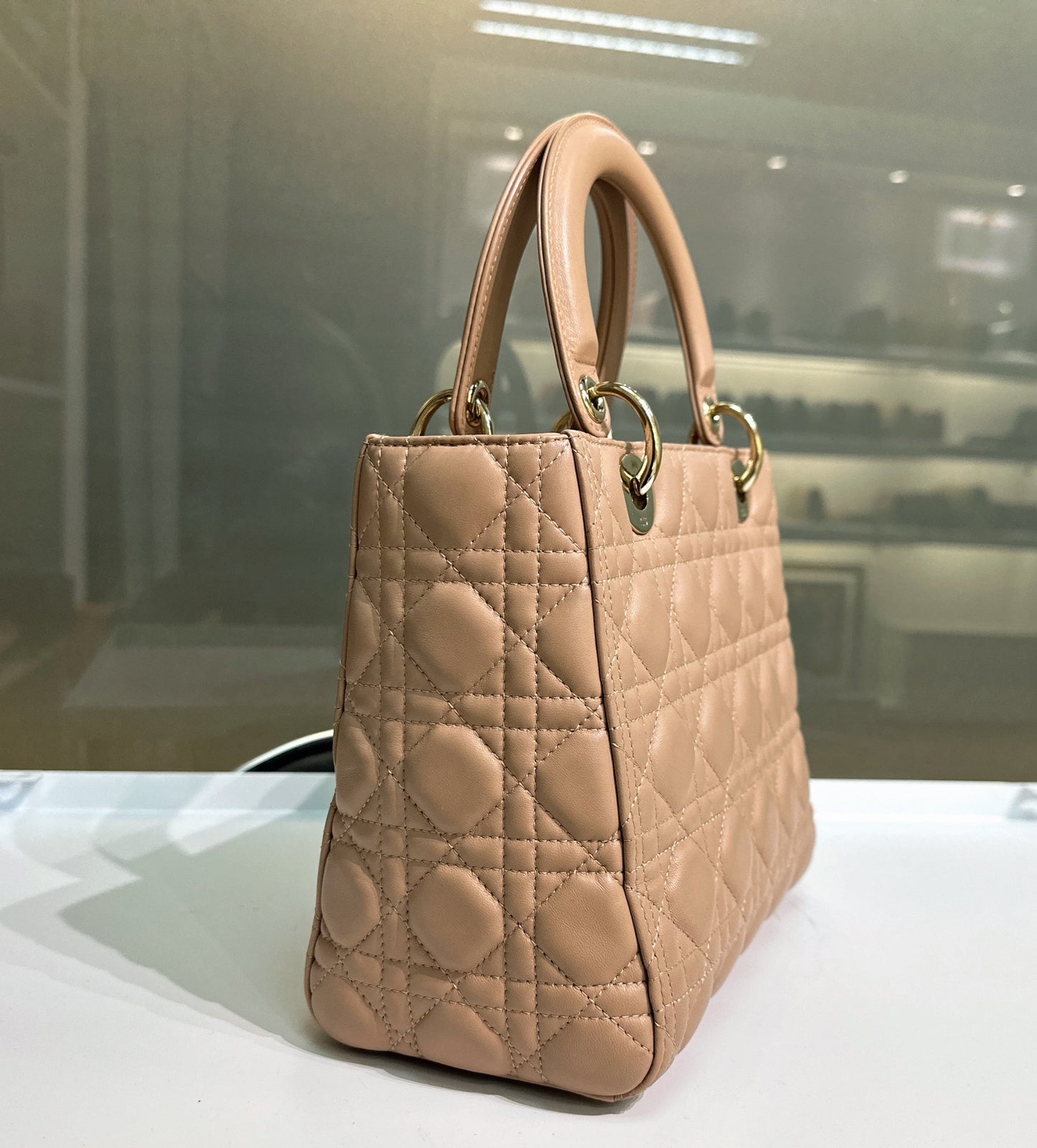 Medium Lady Dior Bag Milk Cannage Lambskin