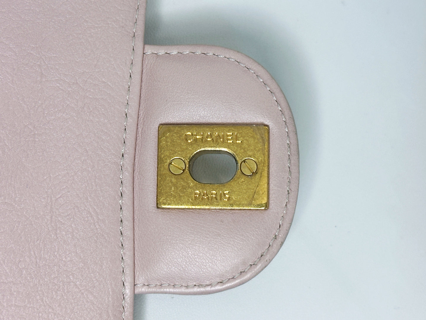 Chanel Classic Mini Rectangular 17C Light Pink Chevron Calfskin with brushed gold hardware ⁣⁣2383 holo card
