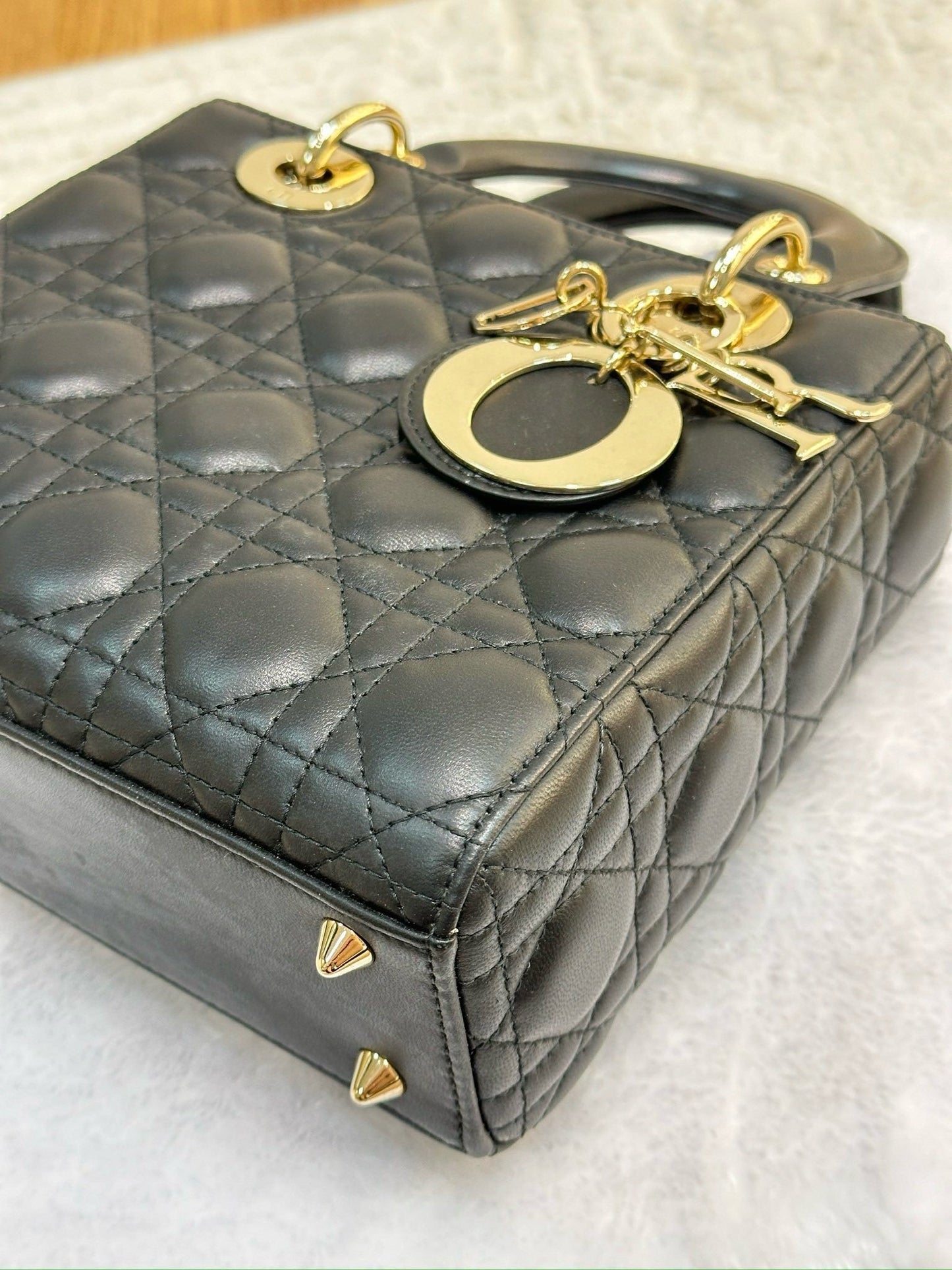 Christian Dior Small Cannage Lambskin My Lady Dior ABC Bag Black GHW