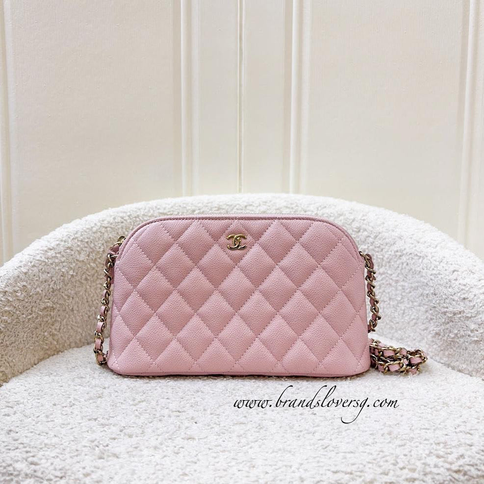 Chanel 24K Medium Pouch / Clutch with Chain in Sakura Pink Caviar and LGHW (Model: AP4016)