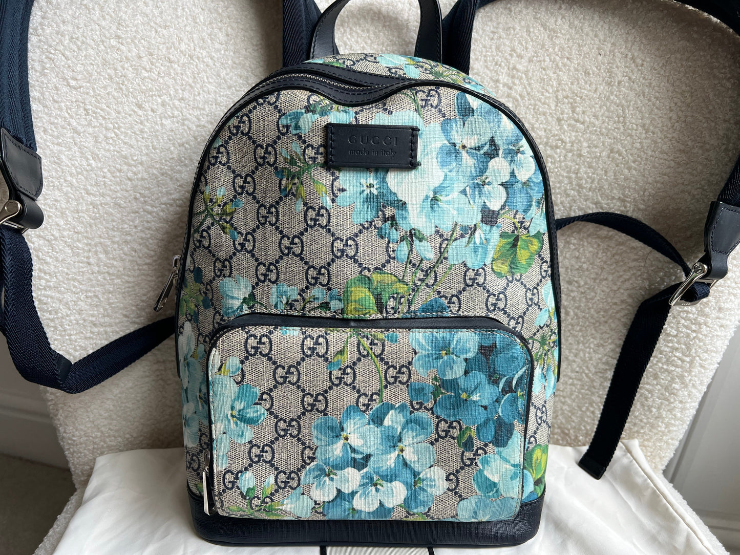 Gucci Supreme Blue Blooms Small Backpack