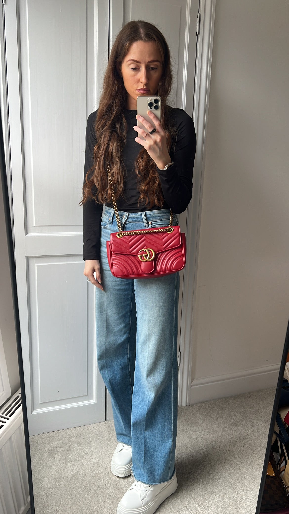 Gucci GG Hibiscus Red Marmont Small Shoulder Bag (RRP £2,070)
