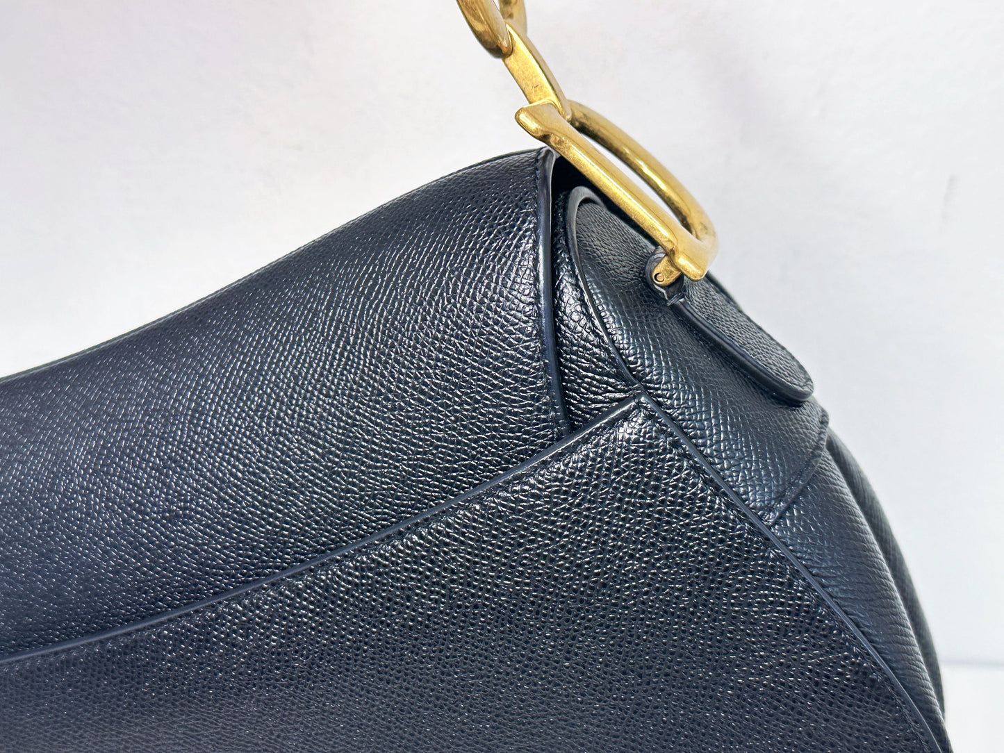 Christian Dior Saddle Bag with Strap Golden Saddle Black Calfskin 2022 year