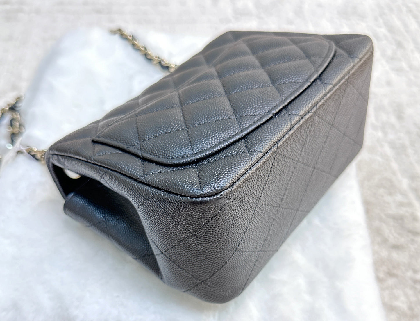 Chanel Black Mini Square Caviar Flap Bag Gold Hardware