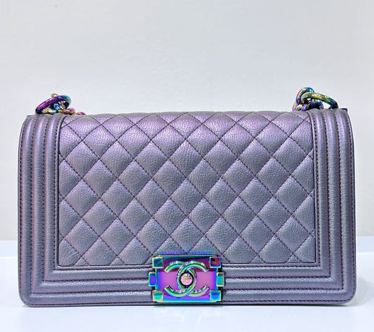 Chanel LeBoy Bag Old Medium Calfskin Purple