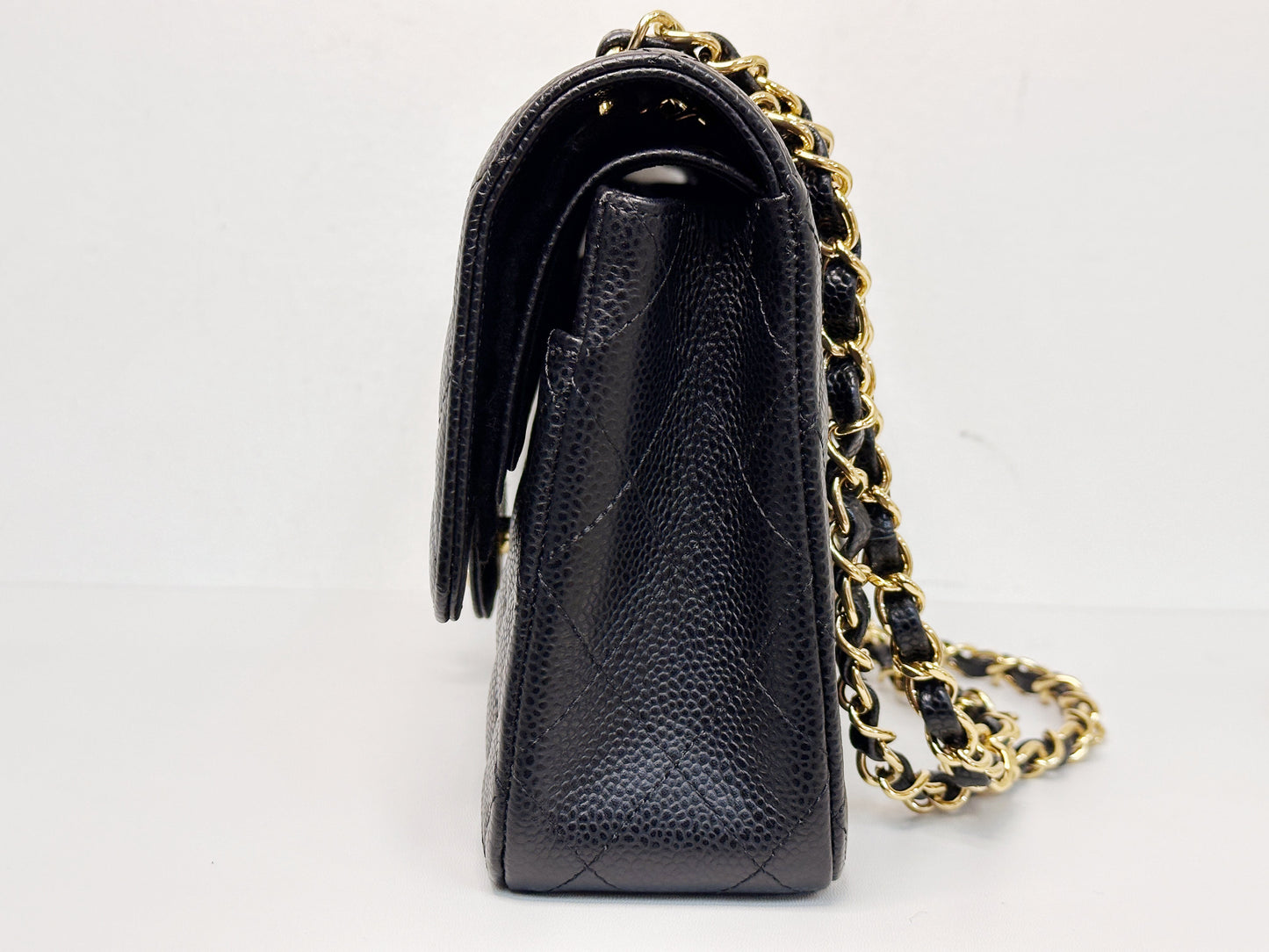 CHANEL Classic Double Flap Medium Shoulder Bag Black Caviar 24k GHW 1125 holo card