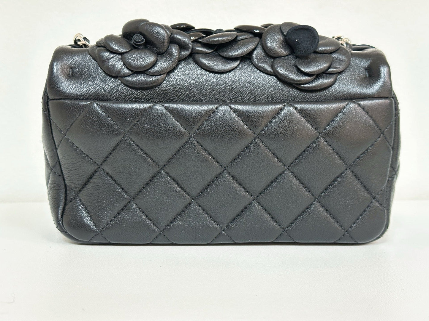CHANEL Camellia Lambskin Patent Around Flap Crossbody Bag holo card 2246