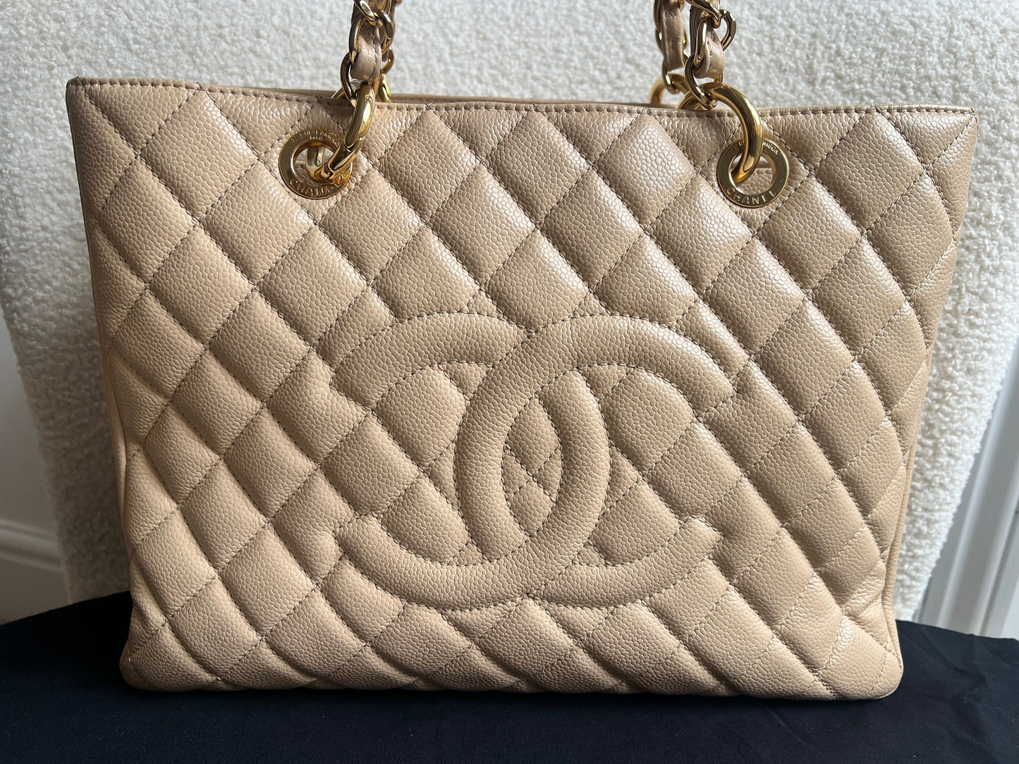 Chanel Beige Caviar Grand Shopper Tote gold hardware (GST)