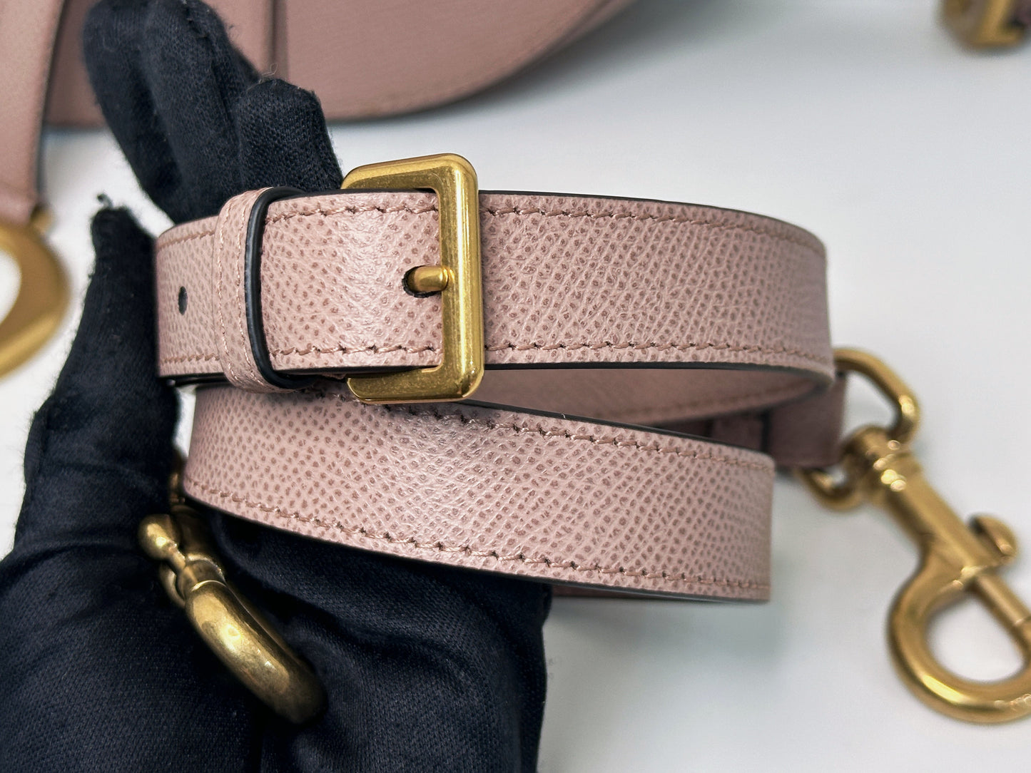 Christian Dior Saddle Bag with Strap Golden Saddle Nude Brush Grained Calfskin 2023 year