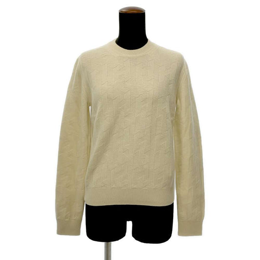 HERMES Long sleeve knit "H" motif Size 38 Blanc Naturel Wool 100%