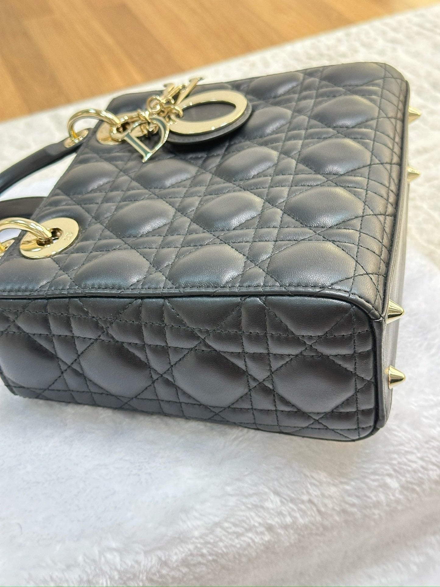 Christian Dior Small Cannage Lambskin My Lady Dior ABC Bag Black GHW