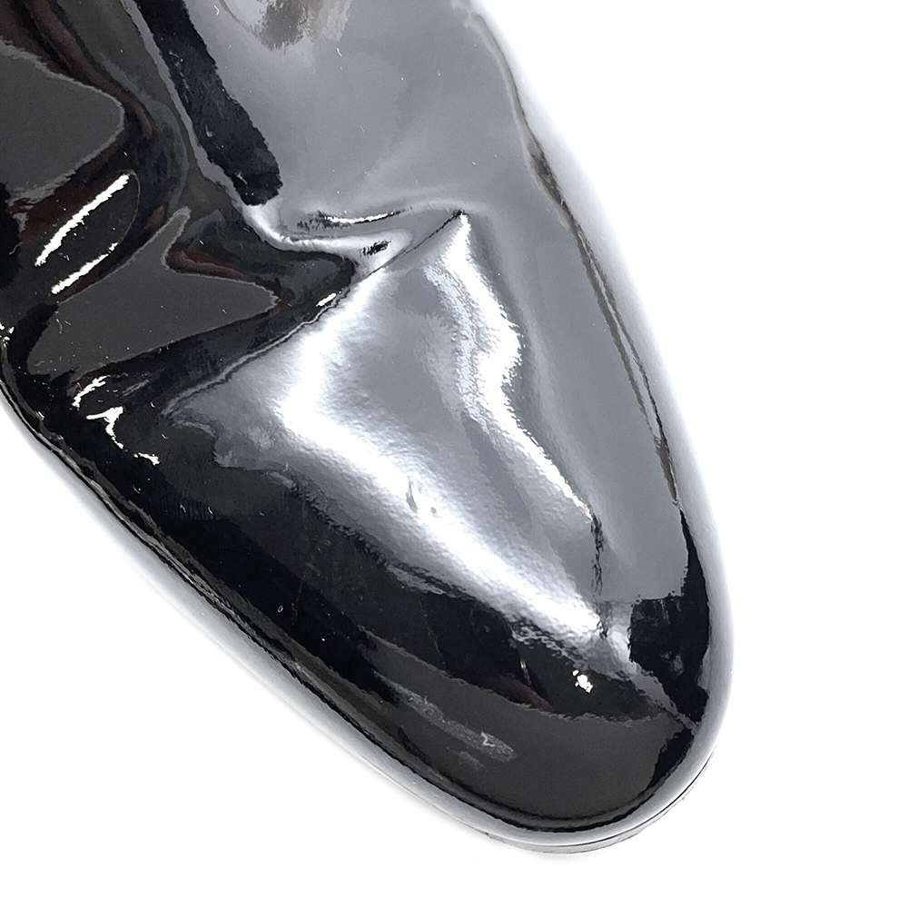 HERMES Boots Saint Germain Black Enamel Size 38.5
