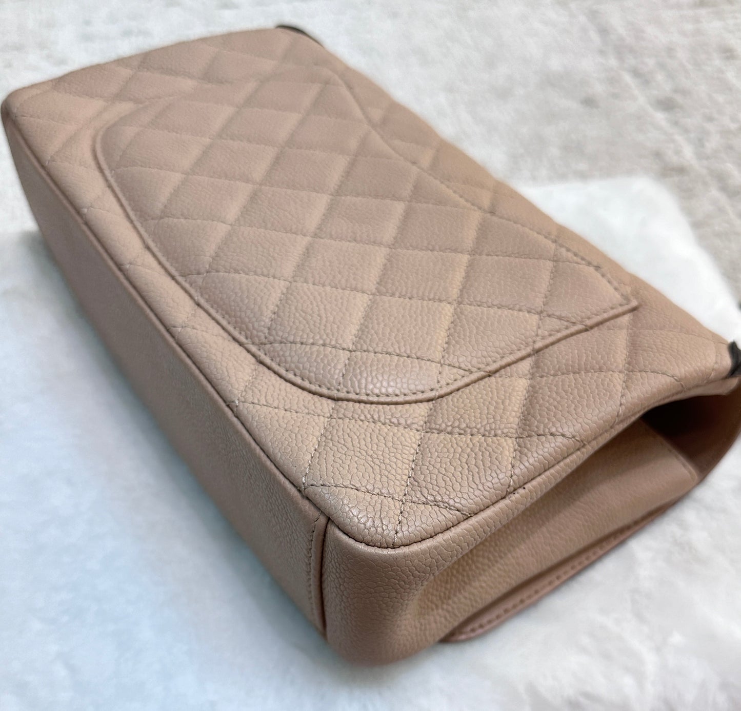 CHANEL Caviar Quilted Medium CC Filigree Flap Beige Black