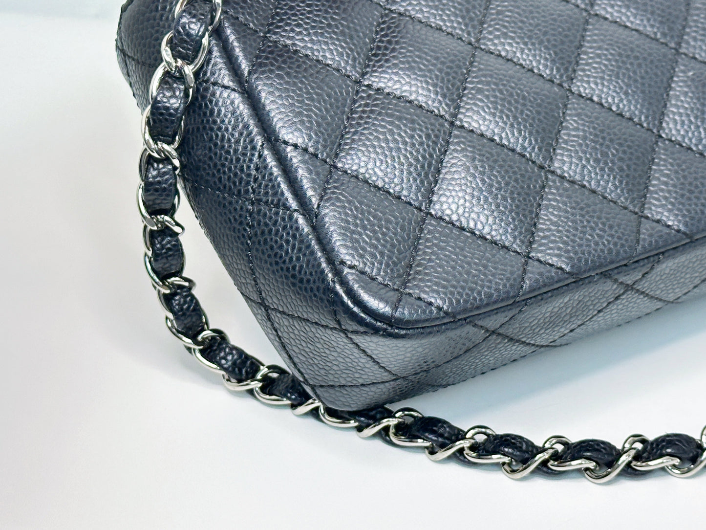 Chanel Caviar East West Flap Bag Black SHW 1131 holo card