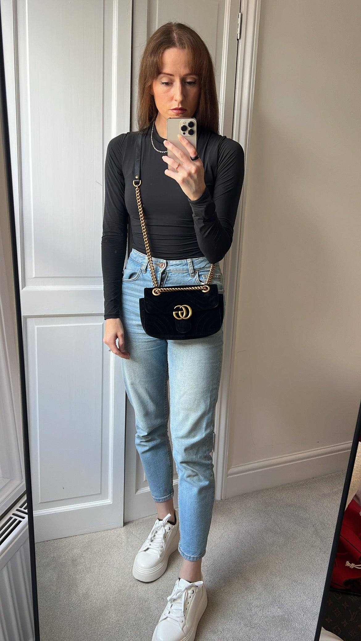 Gucci GG Black Velvet Marmont Mini Shoulder Bag (RRP £1395)