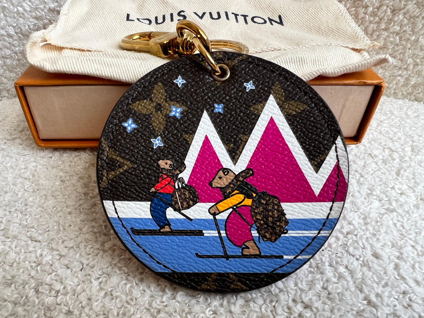 Louis Vuitton Limited Edition Bears Animation Print Monogram Keyring Bag Charm (RRP £245)