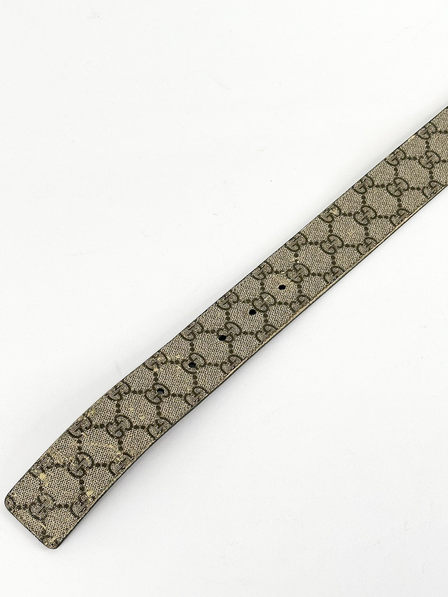 Gucci Beige GG Supreme Canvas Interlocking G Buckle Belt