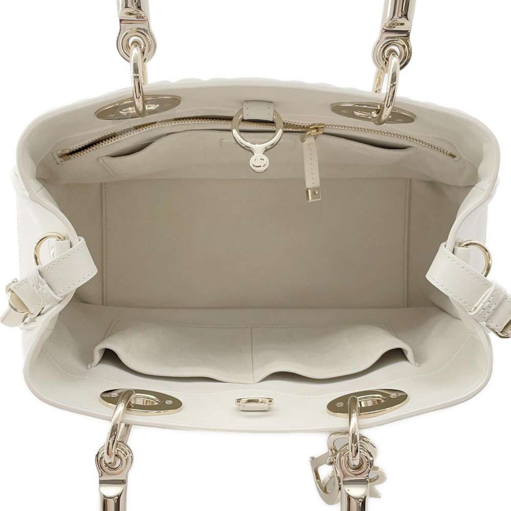 Dior Lady 95.22 2WAY Handbag White M0699OVJX Leather Size Medium